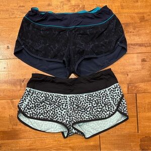 Set of Two Athletic Shorts - navy and Leopard Print